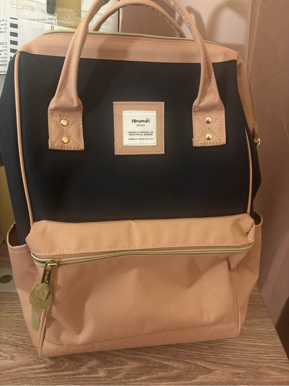 Himari Navy and Pink Travel and Laptop Backpack with USB charging port